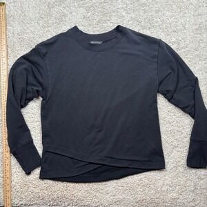Athleta Womens Black Tencel Crossover Tulip Hem Sweatshirt Size Medium